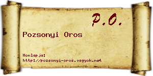 Pozsonyi Oros névjegykártya